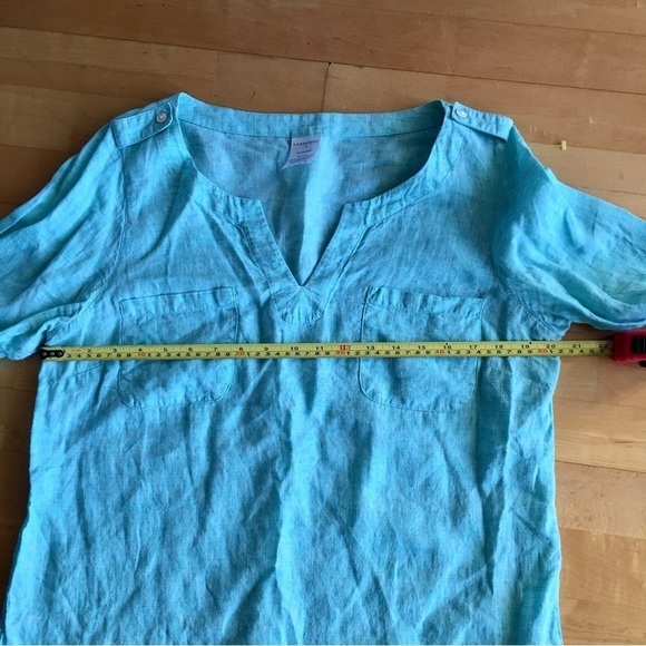 Lands’ End 100% Linen Tunic, Aqua Blue, Size 14 - Picture 8 of 17